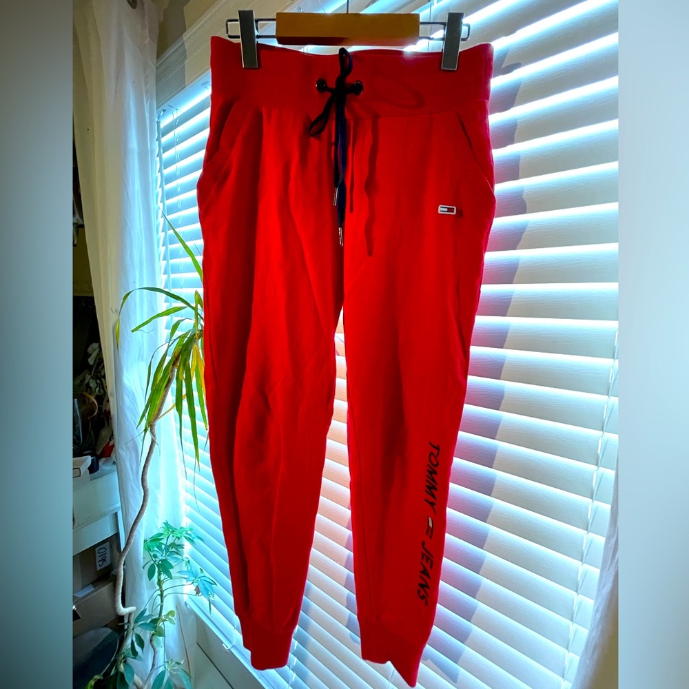 Tommy Hilfiger red joggers.